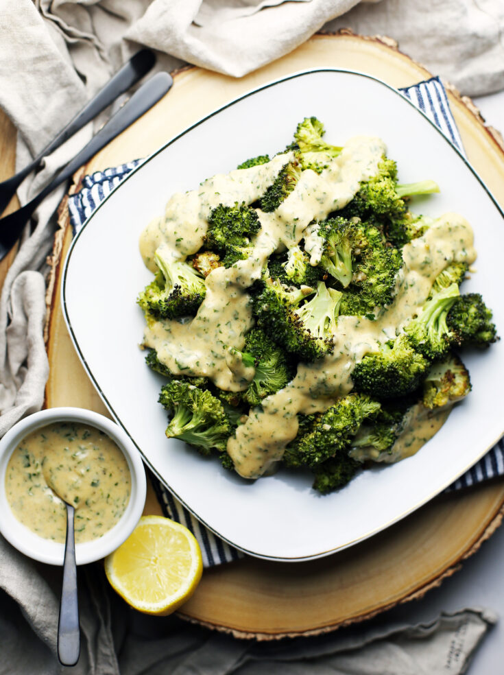 Roasted Broccoli with Lemon Parsley Hollandaise Sauce Yay! For Food