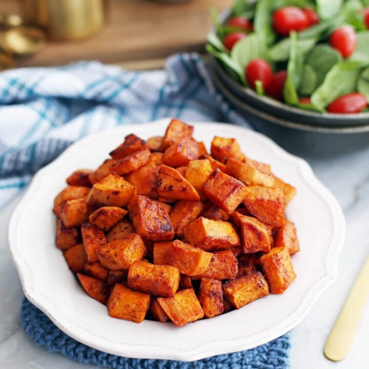 Roasted Maple Cinnamon Sweet Potatoes