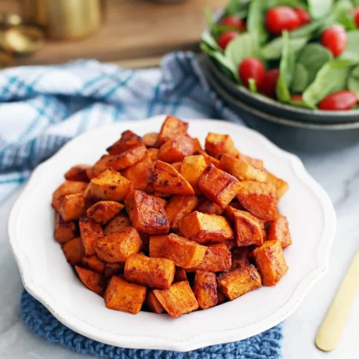 Roasted Maple Cinnamon Sweet Potatoes