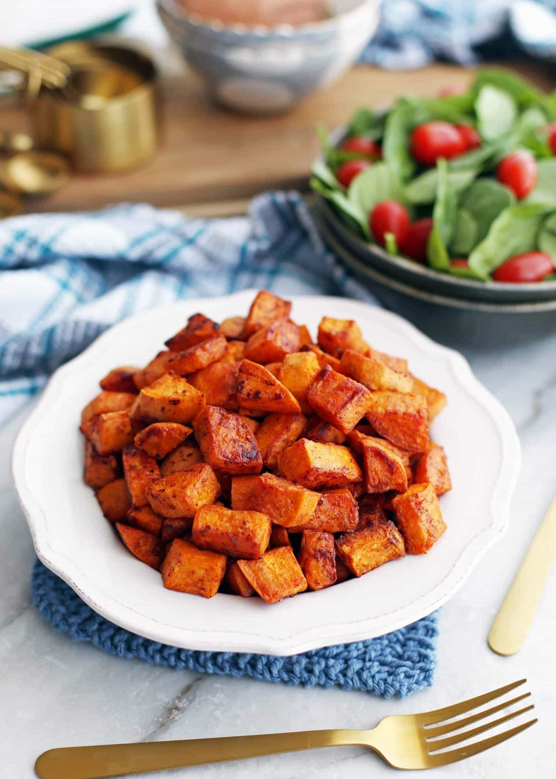 Roasted Maple Cinnamon Sweet Potatoes