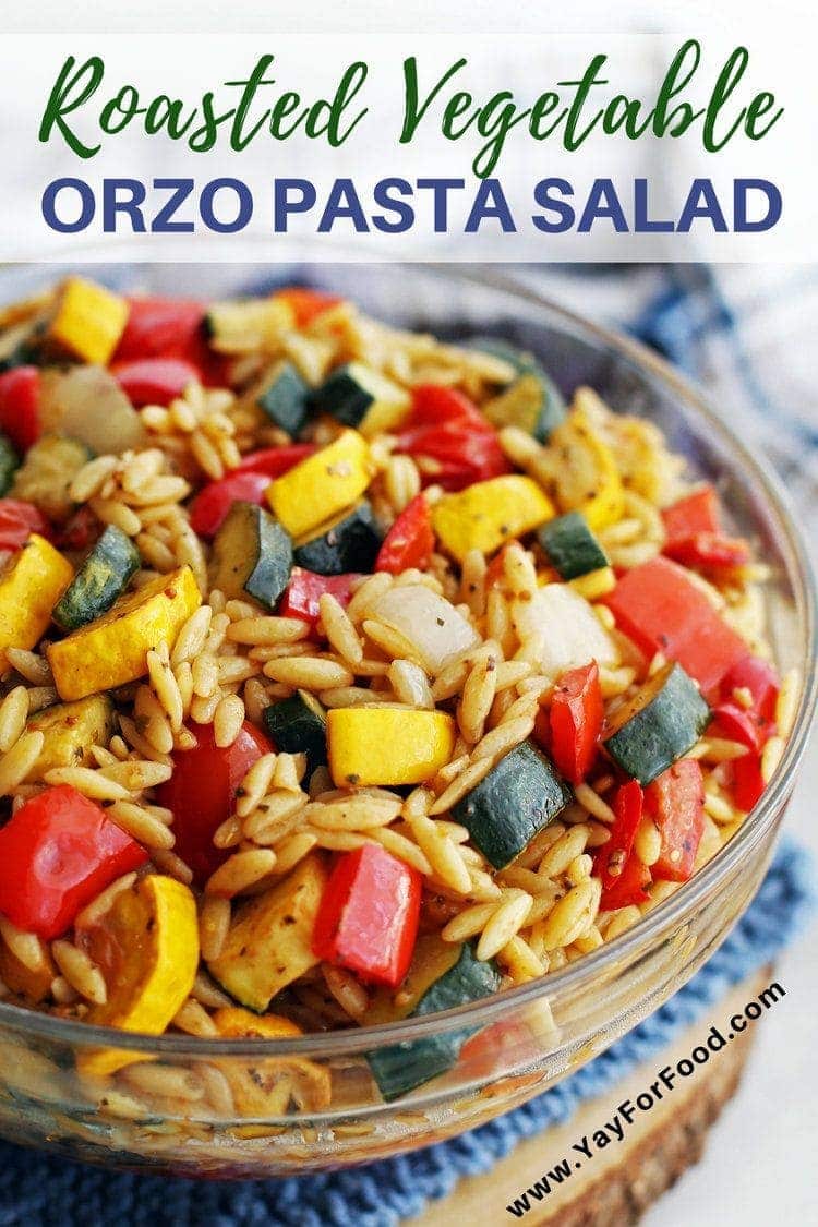 Roasted Vegetable Orzo Pasta Salad with Dijon-Balsamic Vinaigrette