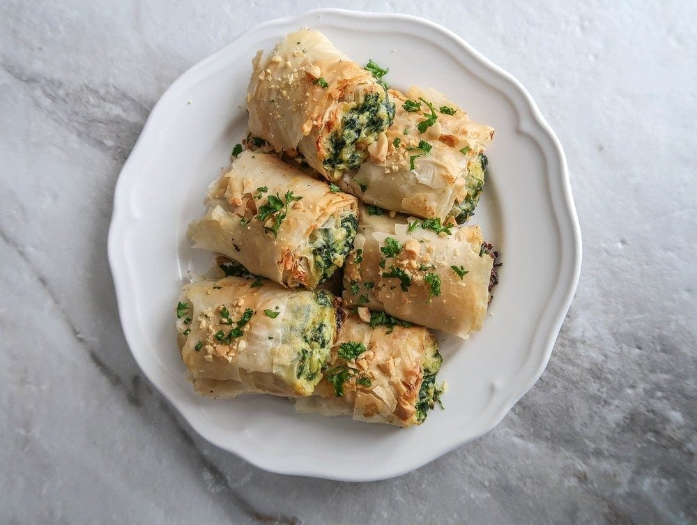 Spinach and Ricotta Spanakopita Rolls