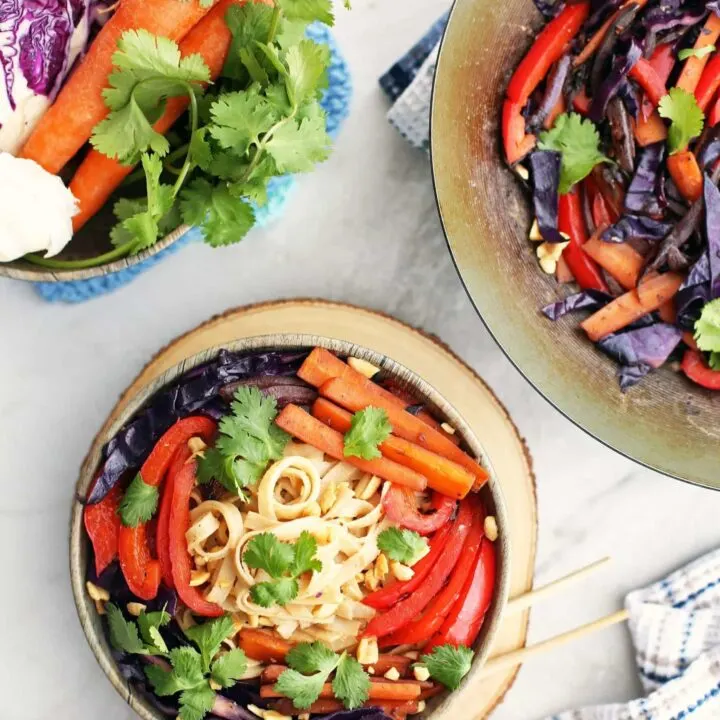 Easy Stir-Fried Vegetables and Noodles with Peanut Butter Sauce