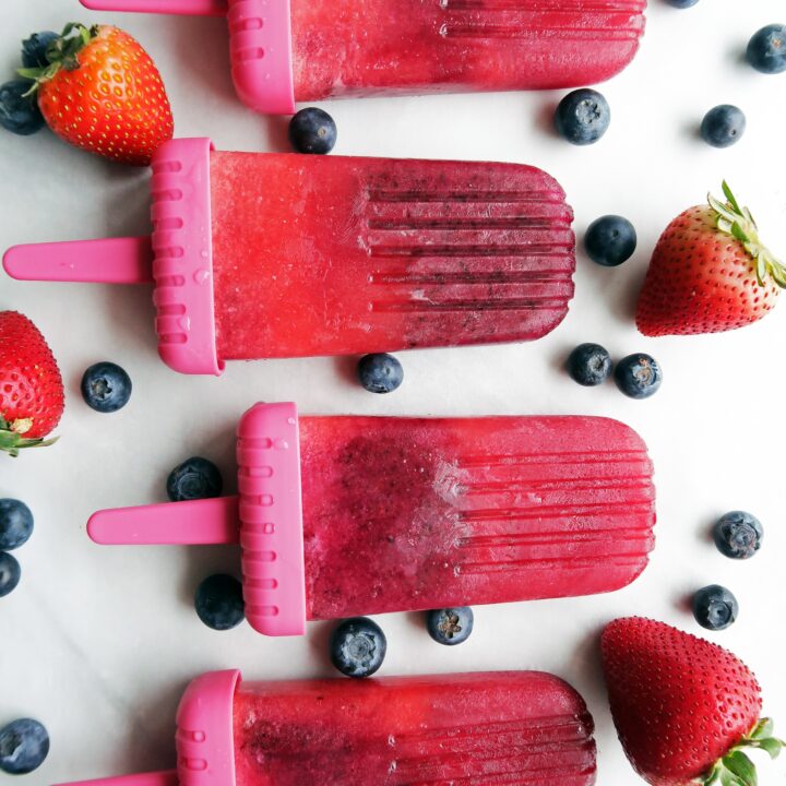 Strawberry Blueberry Coconut Water Popsicles