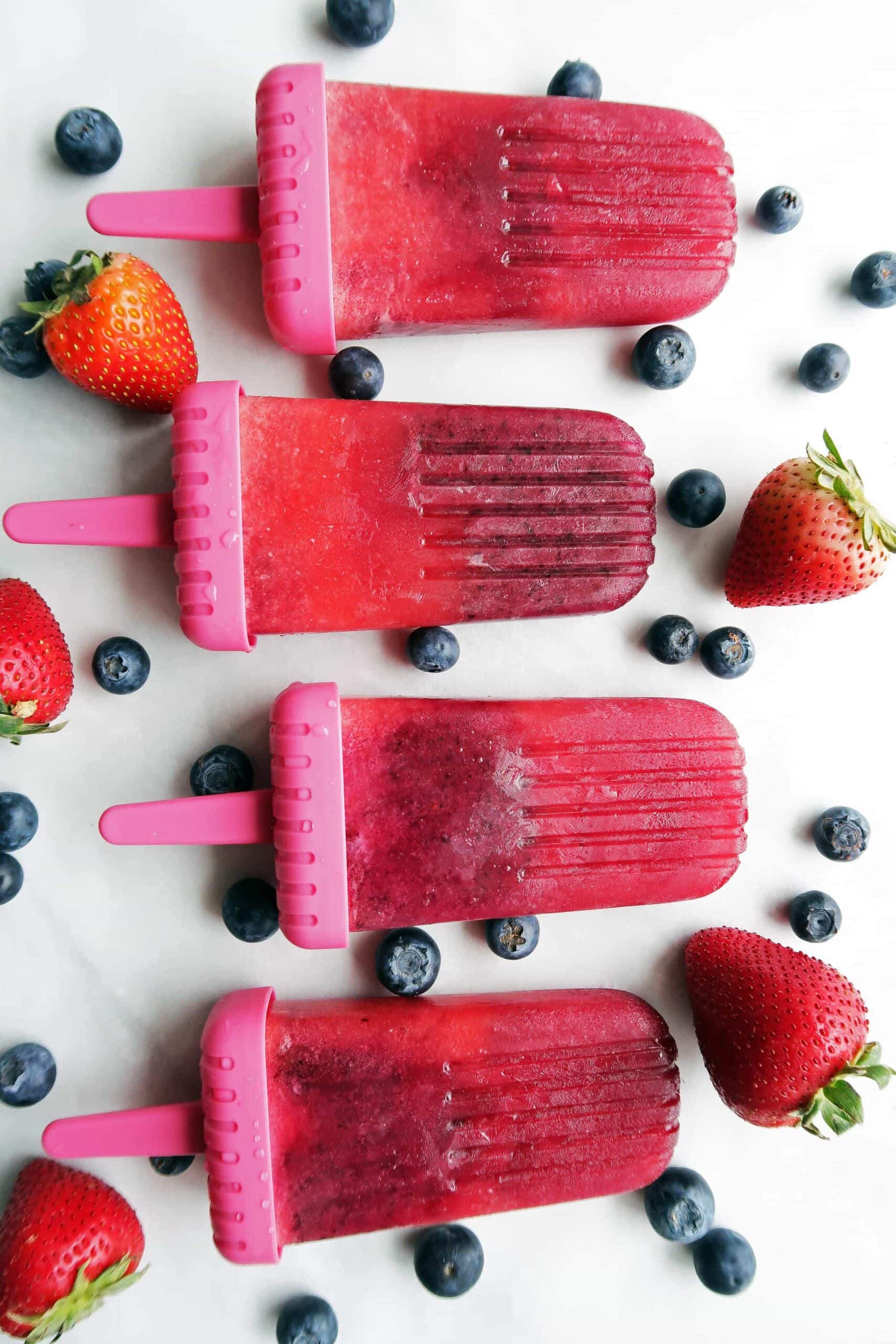 Strawberry Blueberry Coconut Water Popsicles