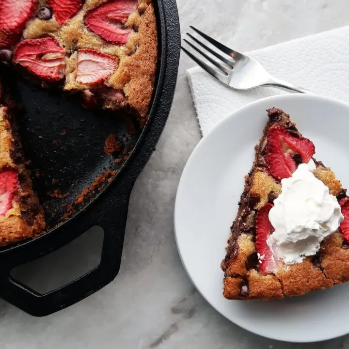 Strawberry Chocolate Chip Skillet Cookie