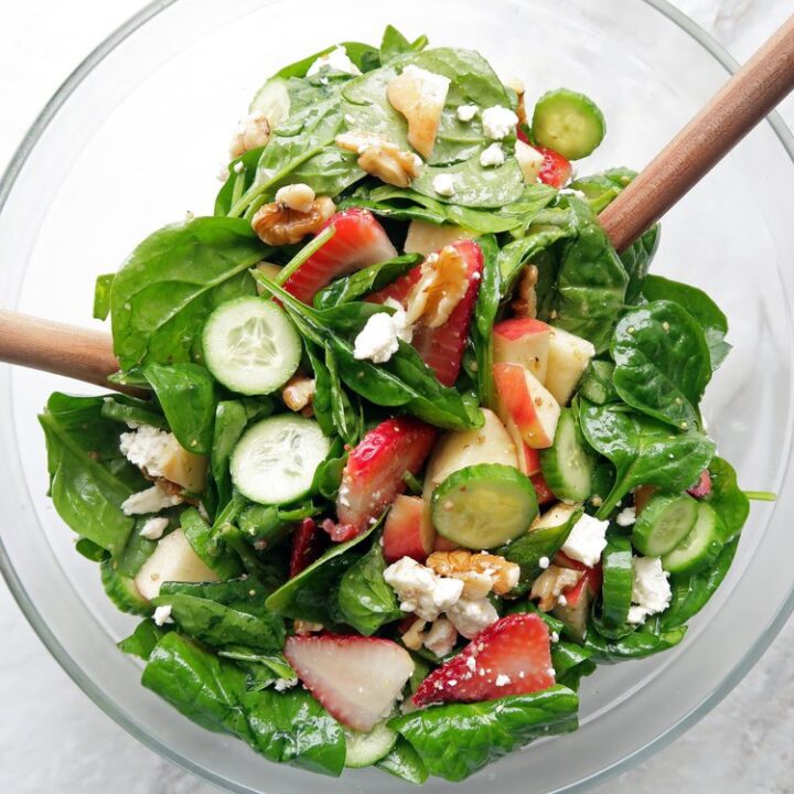 Strawberry Cucumber Spinach Salad with Apple Cider Vinaigrette