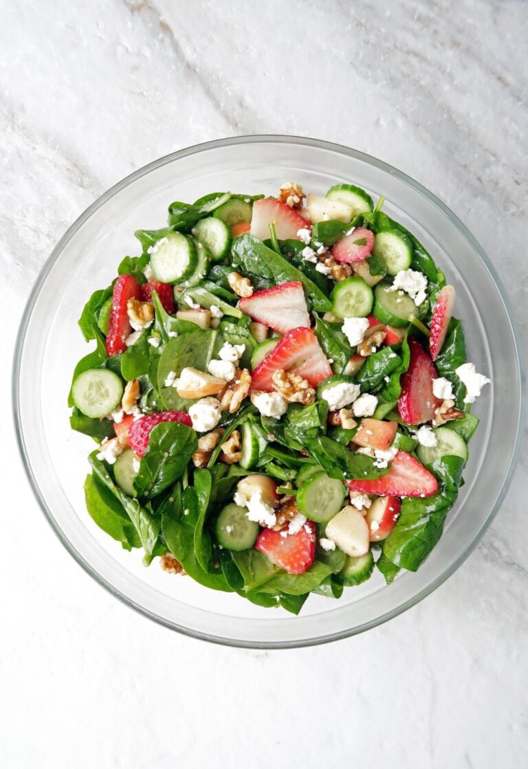 Strawberry Cucumber Spinach Salad with Apple Cider Vinaigrette Yay