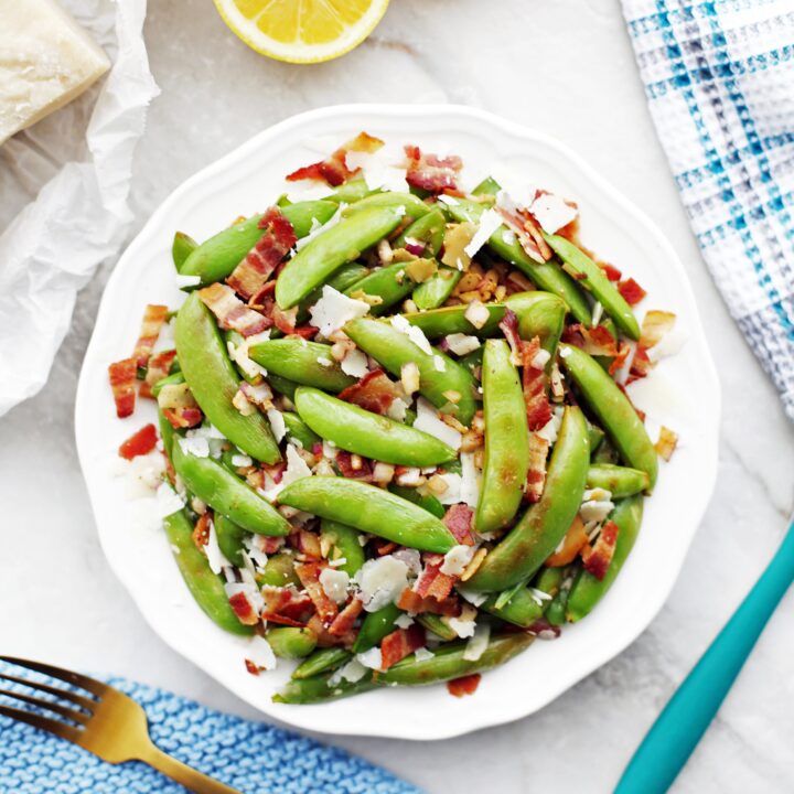 Sugar Snap Peas with Bacon and Parmesan