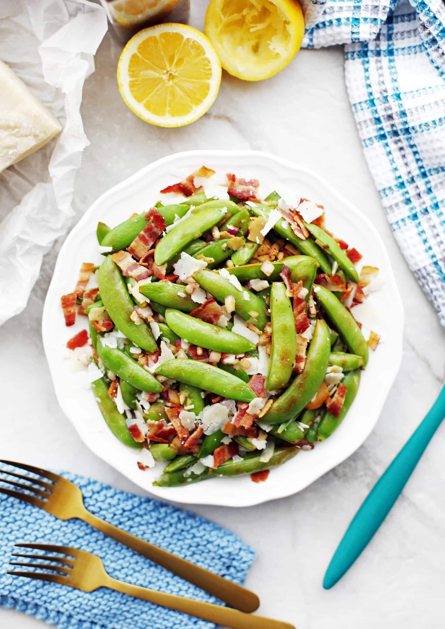 Sugar Snap Peas with Bacon and Parmesan