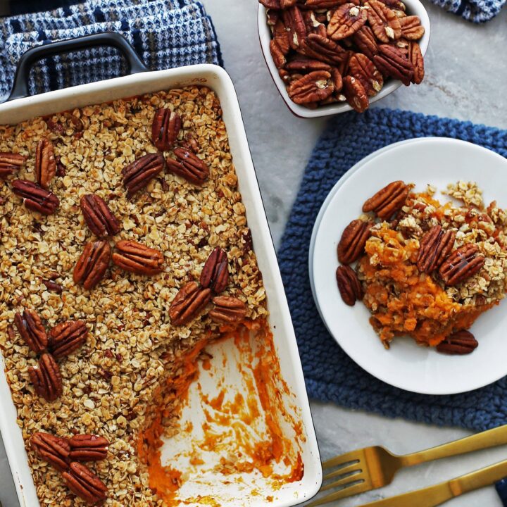 Sweet Potato Mash with Pecan Oat Topping