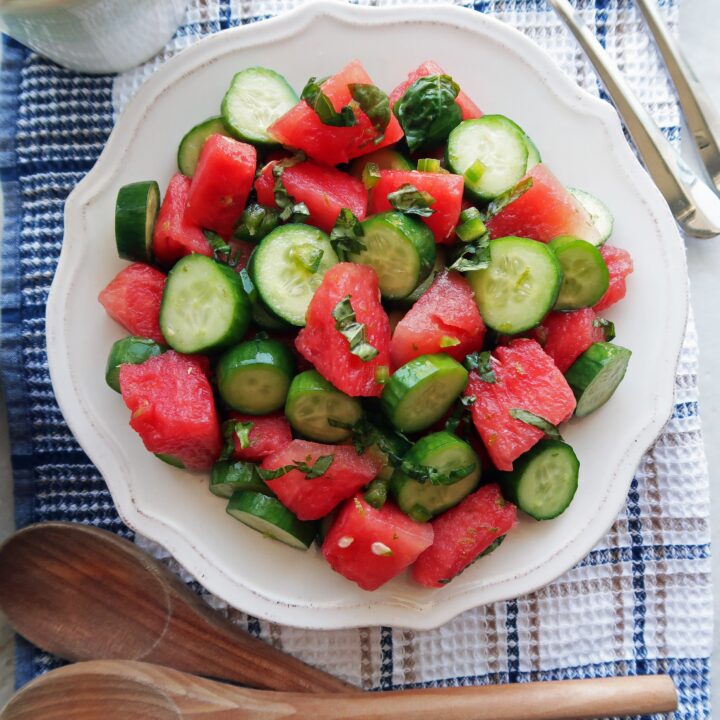 Watermelon Cucumber Jalapeño Salad