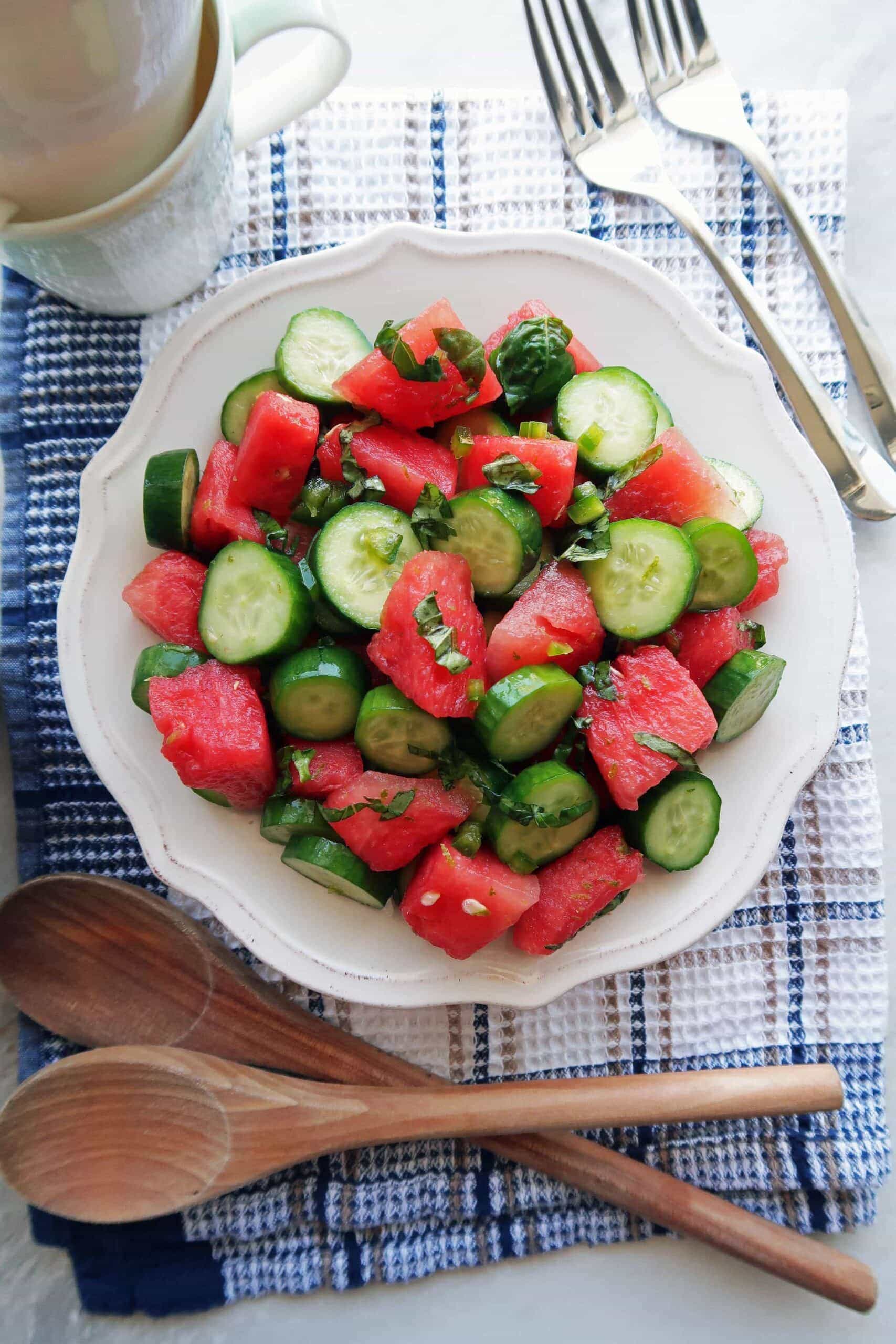 Watermelon Cucumber Jalapeño Salad